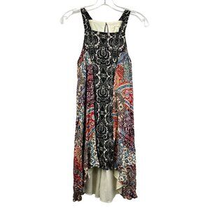 Miami Women’s Sleeveless Hi-Low Multicolor Shift Dress Square Neck XS Lined